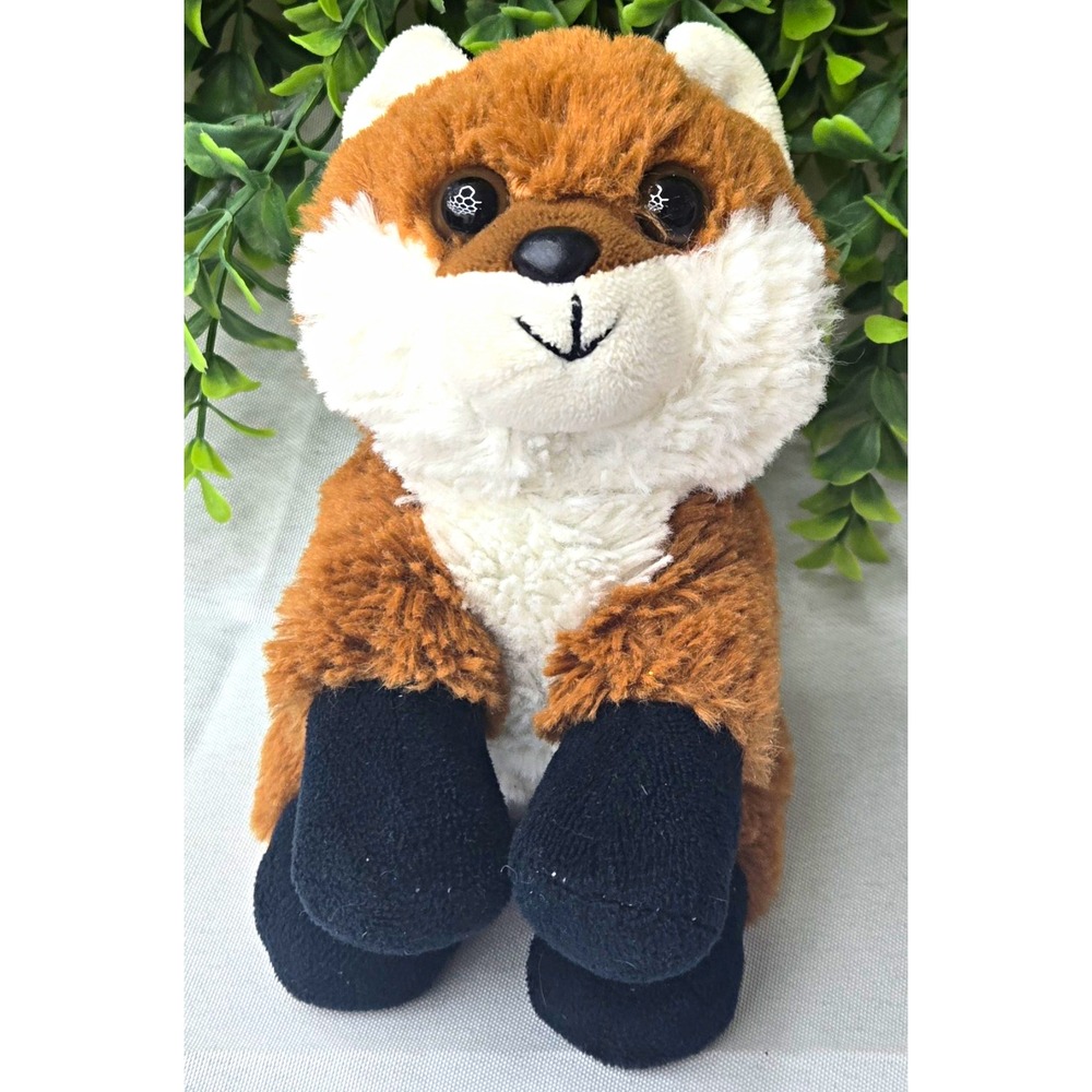 Wild Republic Hug'ems Mini Red Fox Plush Stuffed Animal 7" Fluffy Toy Black Paws